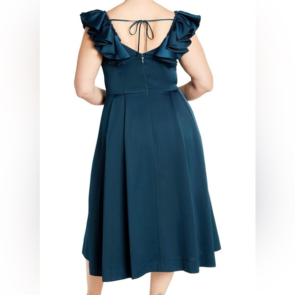 City Chic Blue A-Line Roselyn Dress in Peacock - Picture 2 of 7